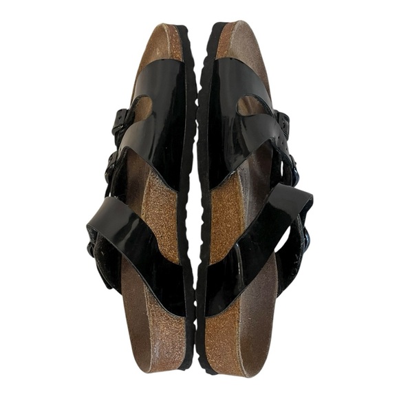 Birkenstock | Birki’s Florida Shiny‎ Black 3 Straps Sandals W7 M5 EU 38 Leather - Picture 6 of 12
